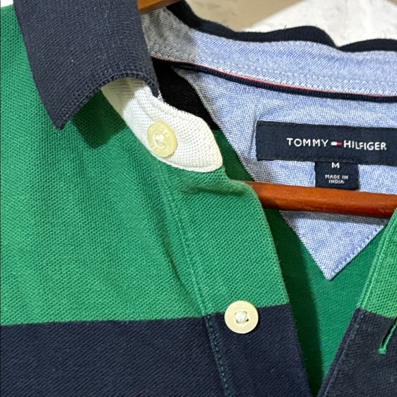 Men’s Tommy Hilfiger, golf shirt, size medium, navy blue, green, short sleeve - Picture 6 of 6